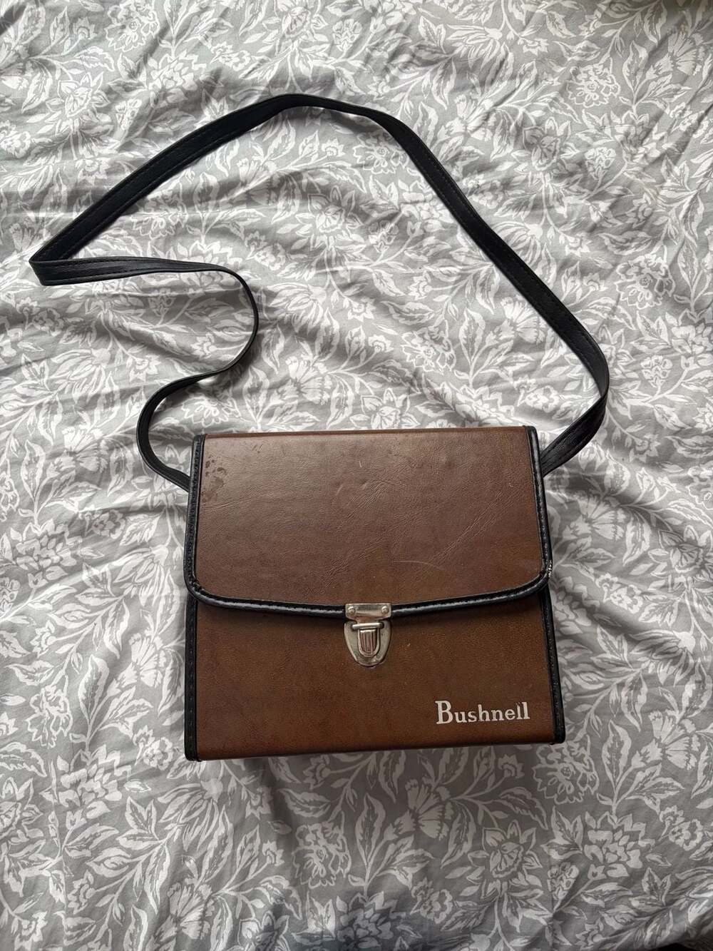 Vintage Bushnell Rigid Leather Binoculars Hard Case with Shoulder Strap